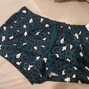 Teal Colored Leopard Womens Jenni Intimates Draw String Loungewear Shorts